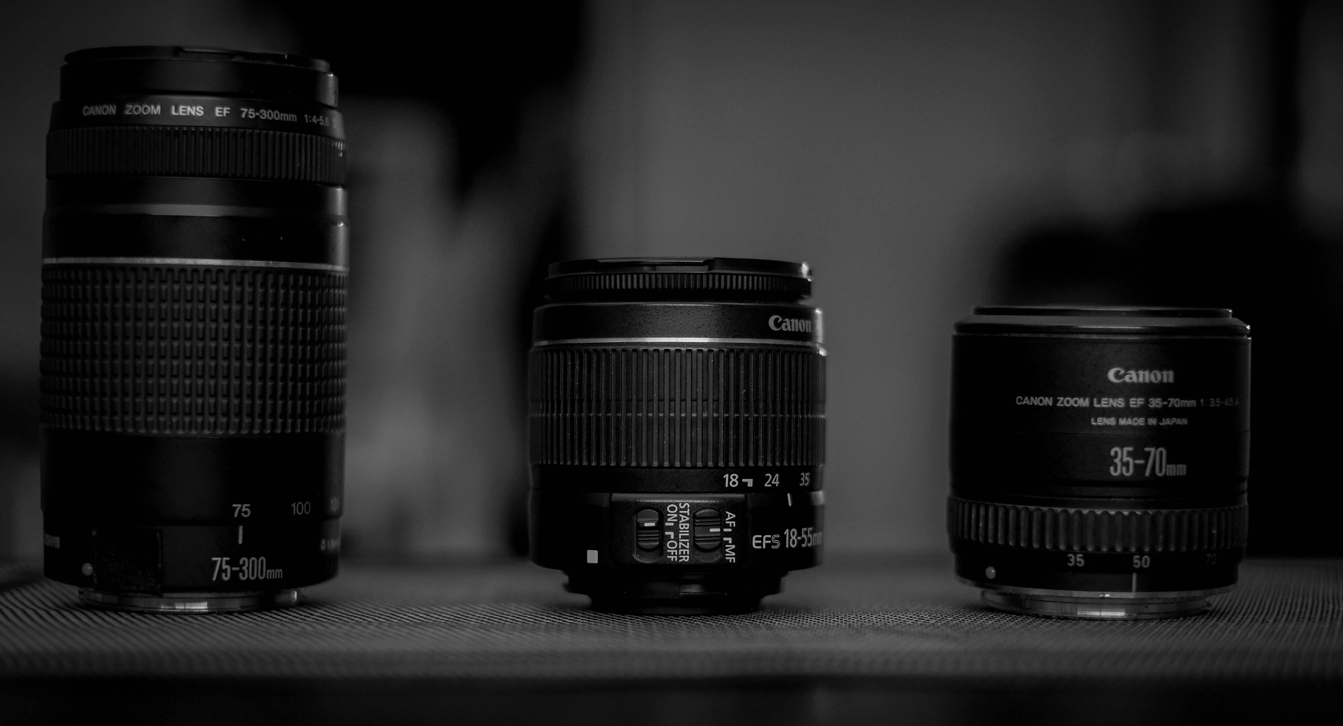 Free stock photo of black and-white, camera lens, photography