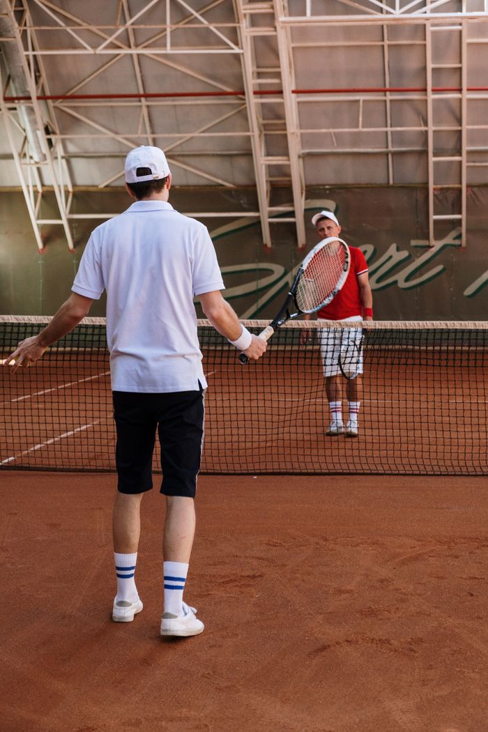Professional tennis match on clay