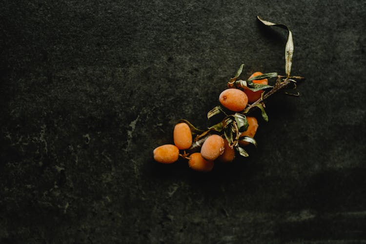 Sea Berry Fruits On Black Textile