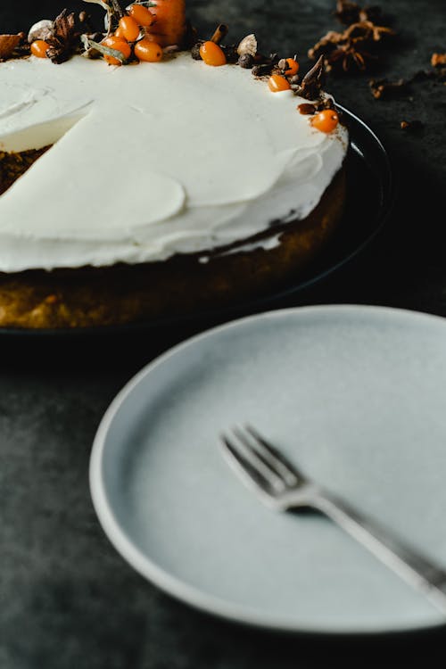 Free Carrot Cake with Cream Cheese Frosting Stock Photo