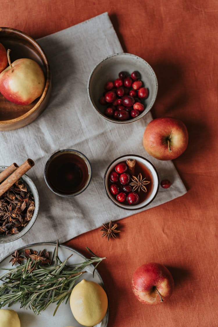 Fresh Cranberries And Apples