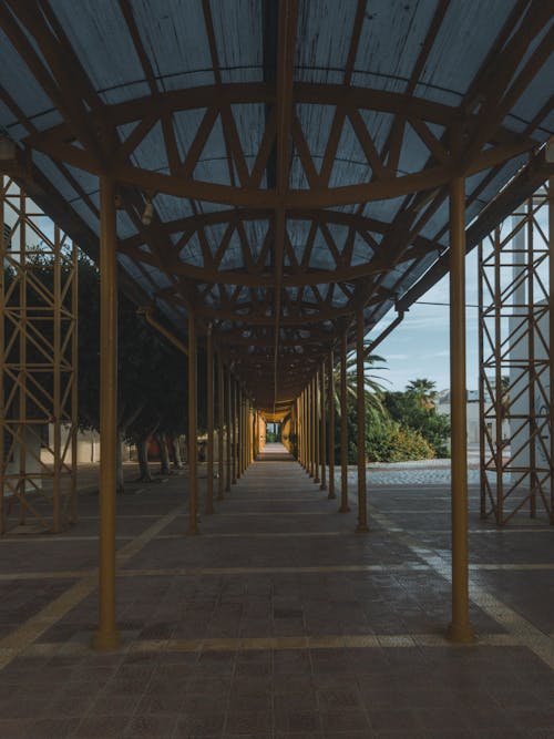 Symmetrical Shot of a Metal Structure in Perspective