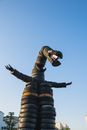 Dragon made of tyres in yard