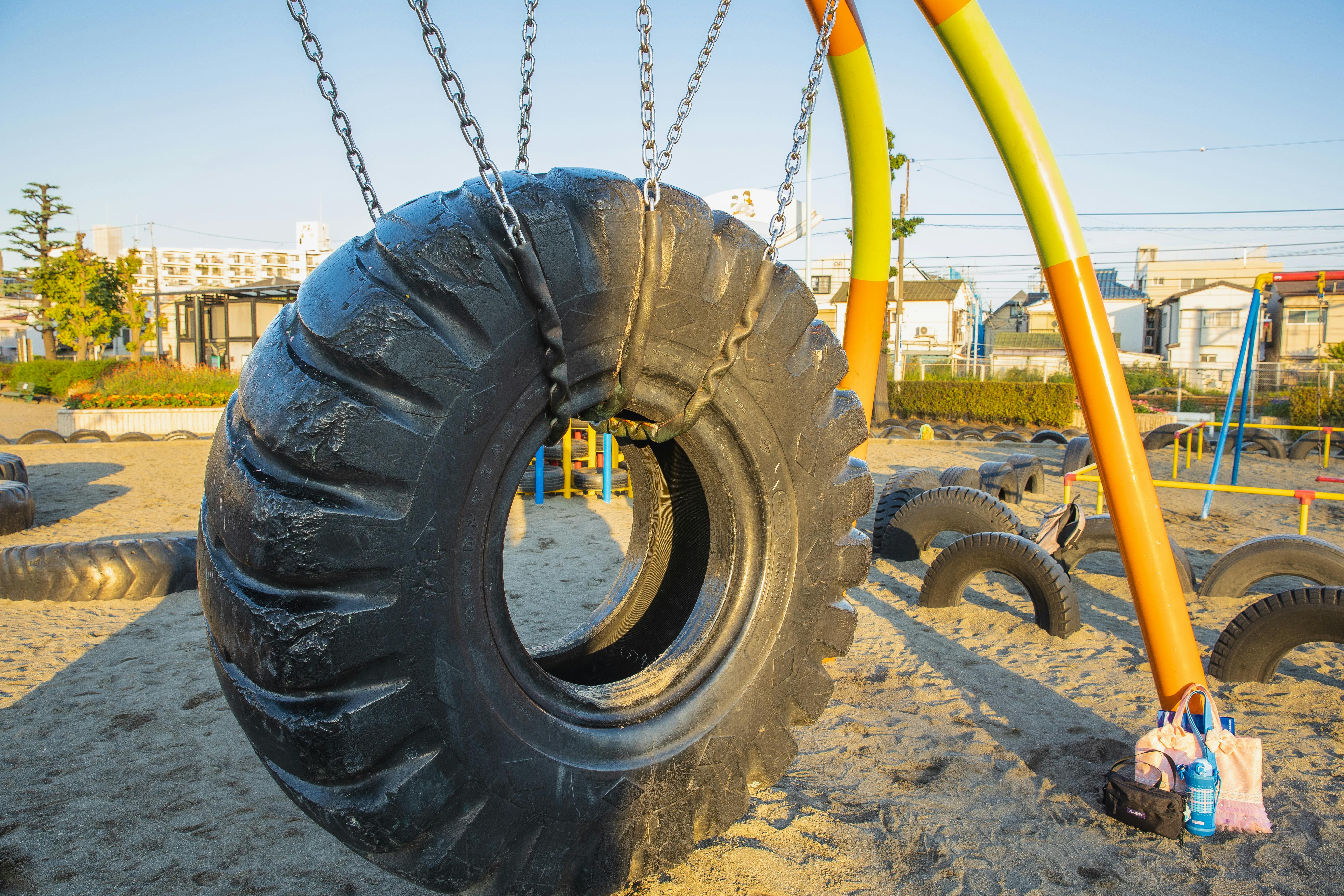 swing for children with huge tyre