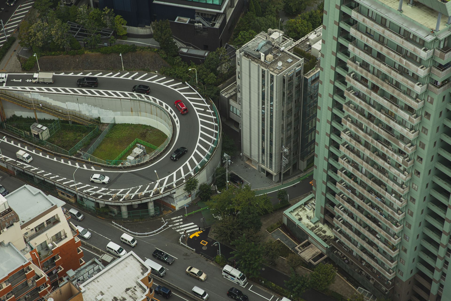 Roads and buildings in modern city