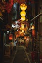 An Illuminated Lanterns on the Street