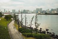 东京海滨风景优美，既有现代的天际线，也有宁静的小径