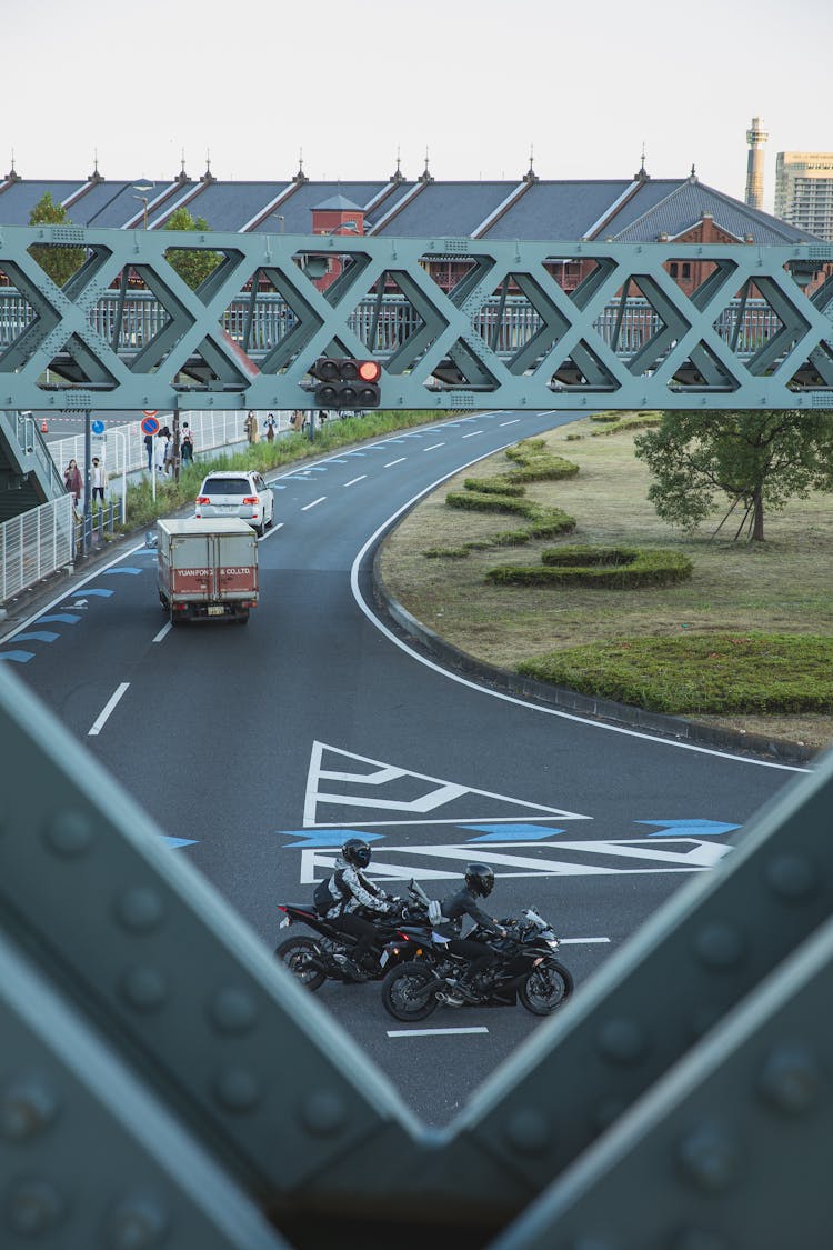 Busy Urban Road Under Overpass In Modern City