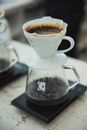 Fresh drip coffee with filter