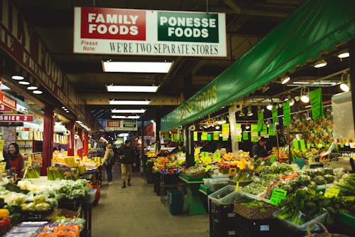 Free Assorted fresh foods in local market Stock Photo