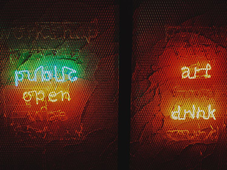 Neon Inscription On Wall Of Modern Bar