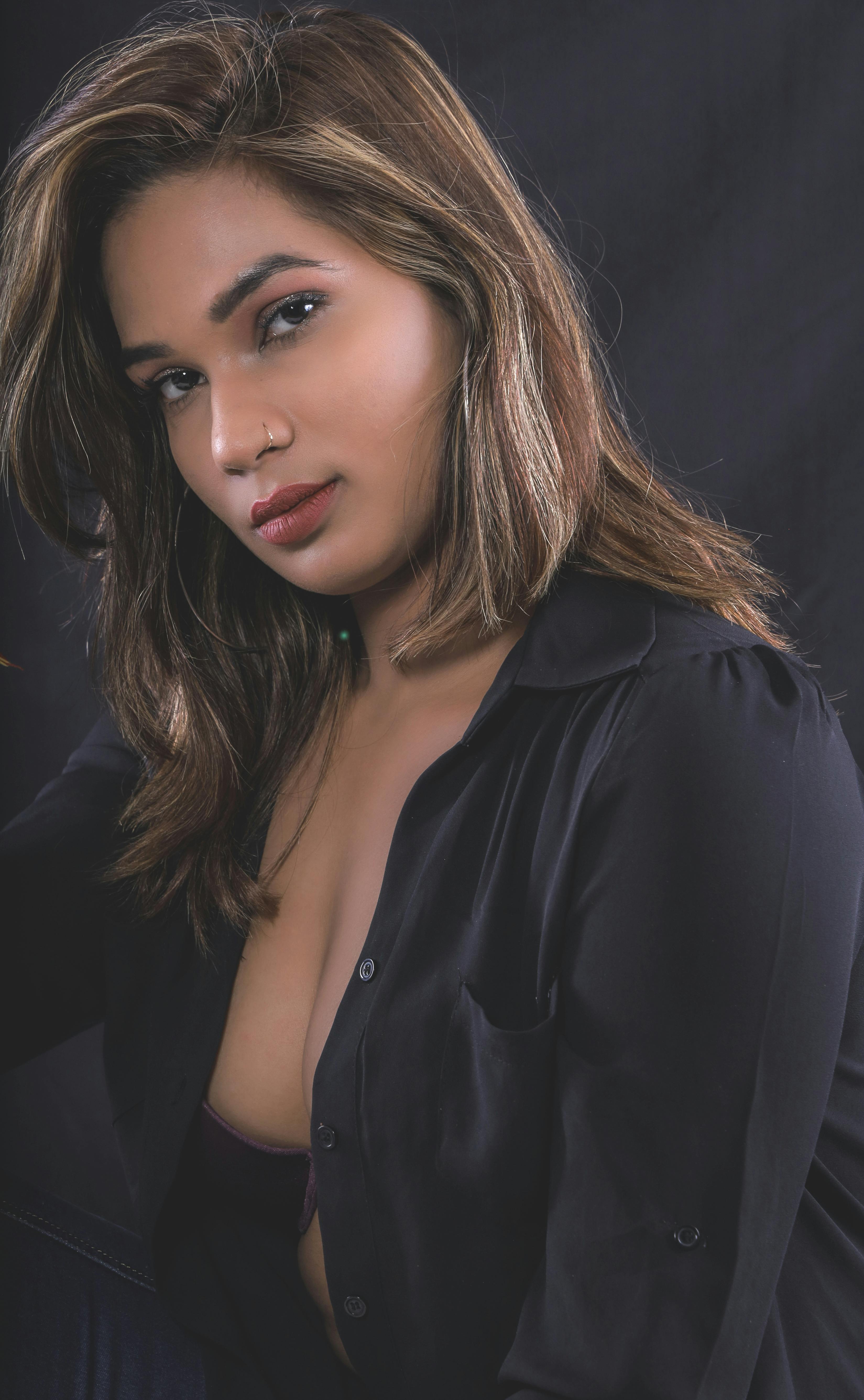 Woman in Black Button Up Shirt