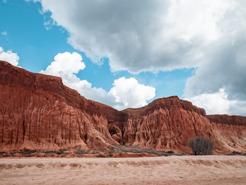 Red Canyon Rocks and Clouds in Blue Sky