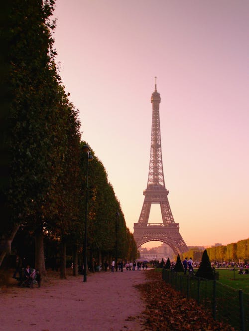 Free People Walking on Park Near Eiffel Tower Stock Photo