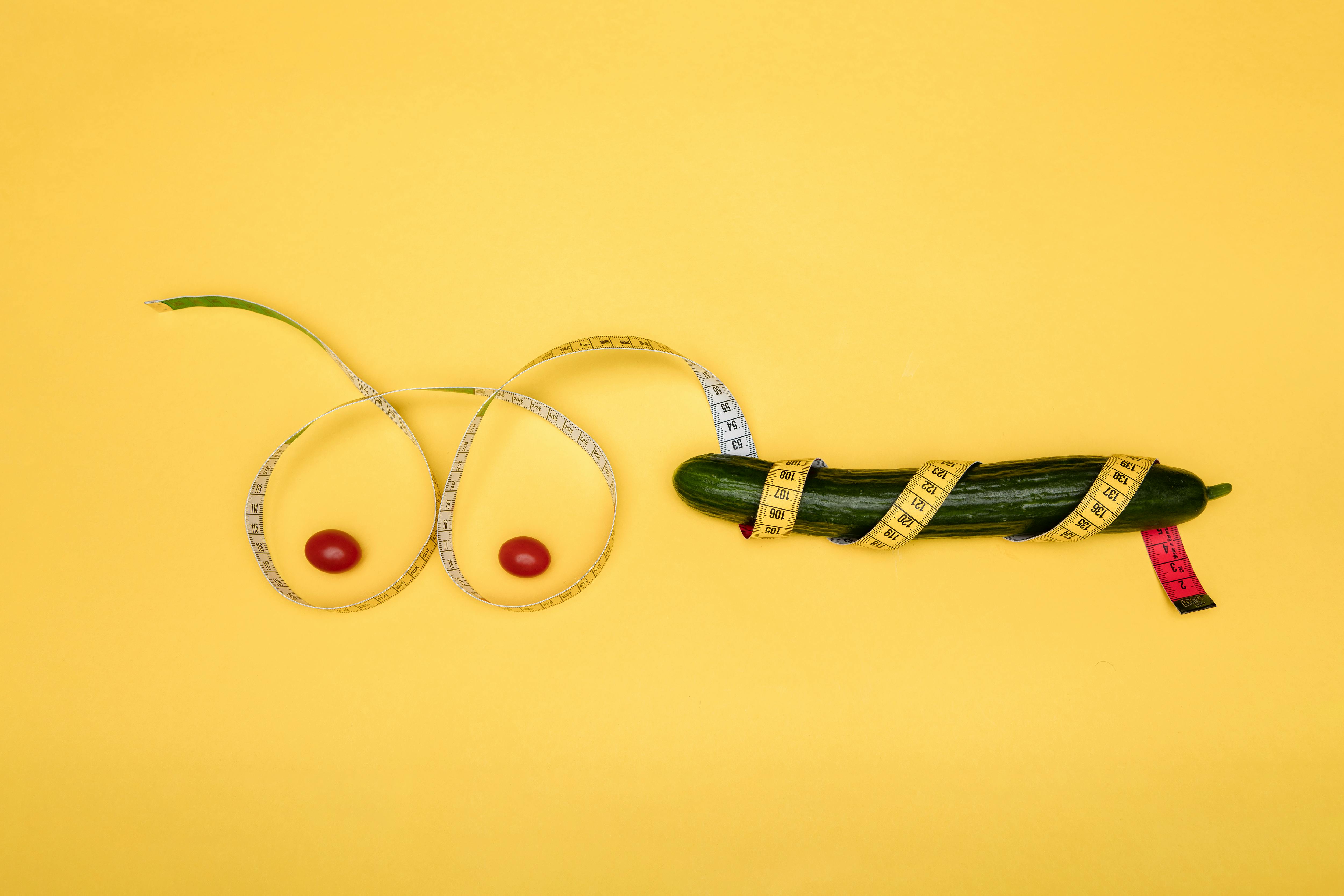 tape measure wrapped around a cucumber