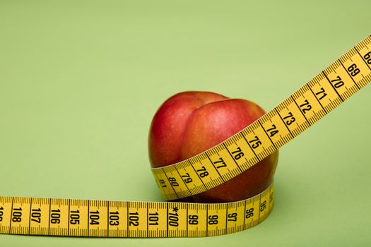 Red Apple Fruit on Brown Wooden Tape