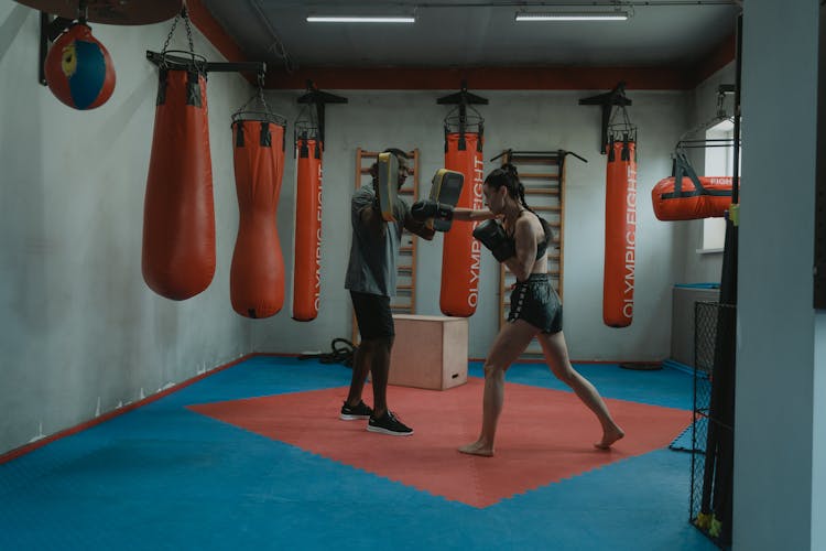 Woman Punching A Focus Mitt