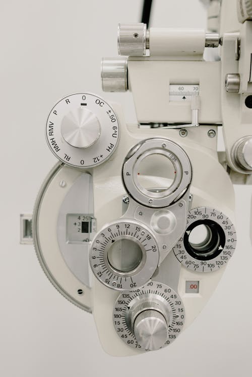 Dials on optometry refractor in clinic