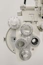 Dials on optometry refractor in clinic