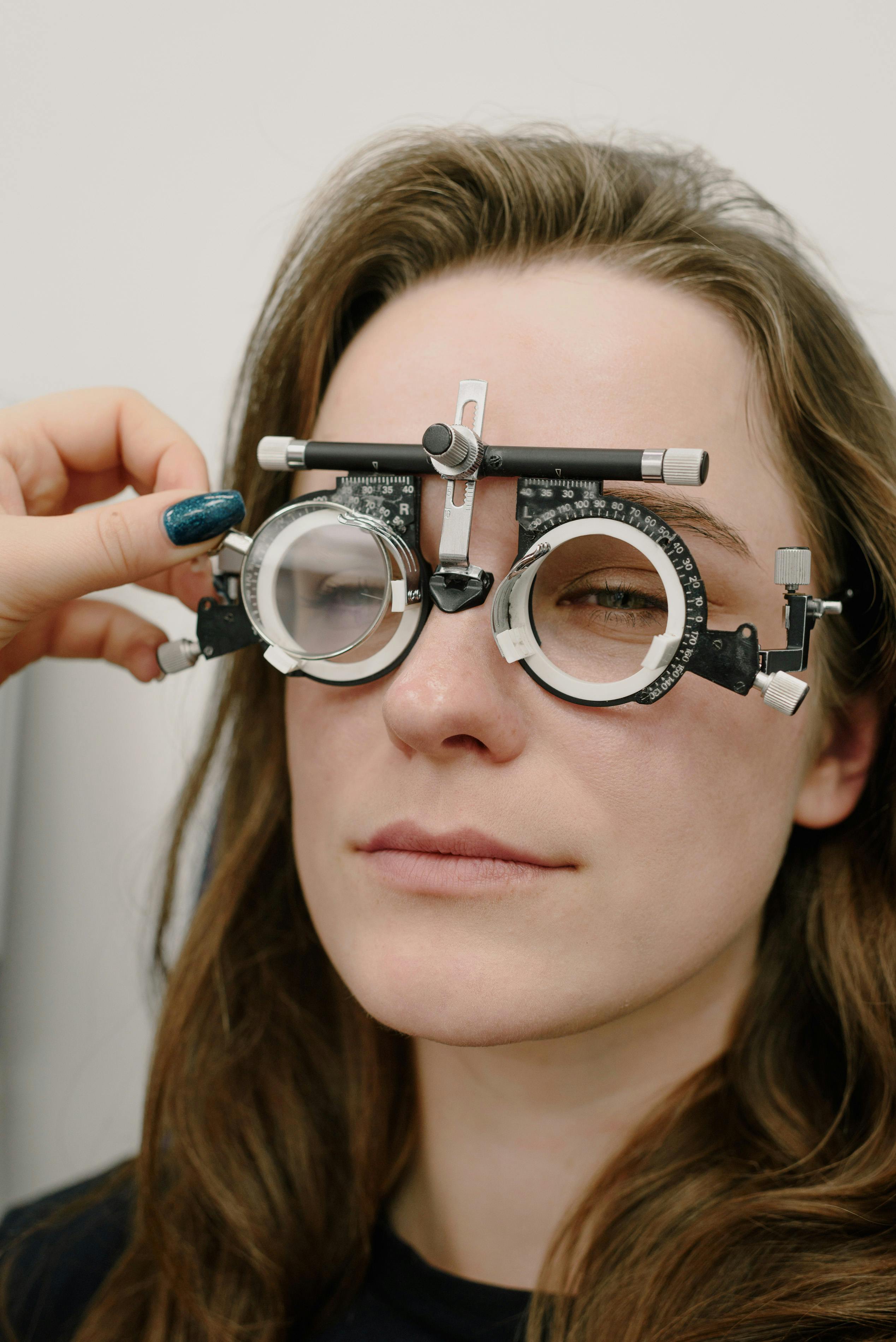 woman in corrective lenses in clinic