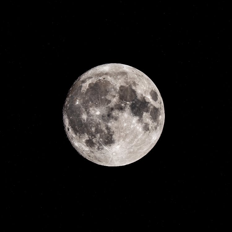 Scenic Supermoon In Dark Night Sky