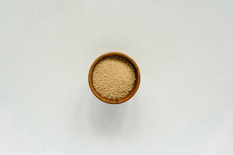 Sesame Seeds In Wooden Sauce Cup