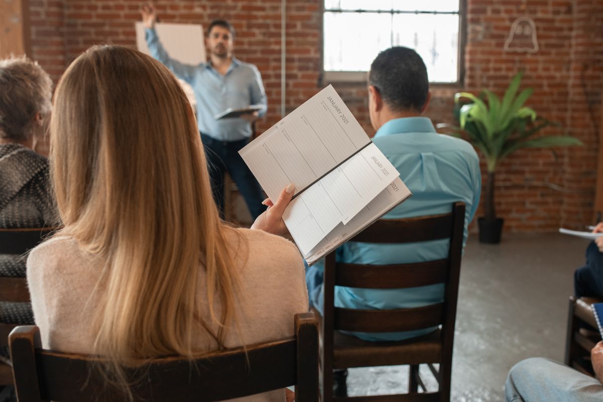 Adults attending a training class