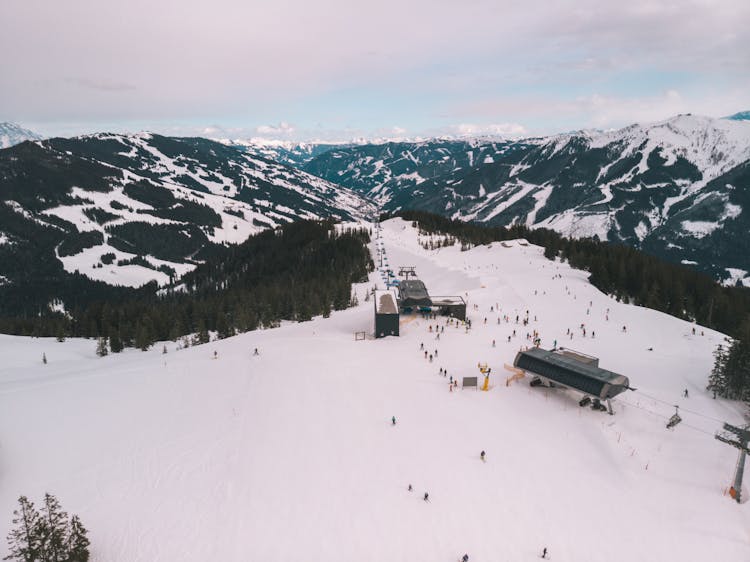 Aerial View Of A Ski Resort In Austria