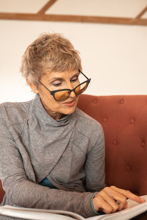 An Elderly Woman Wearing Eyeglasses