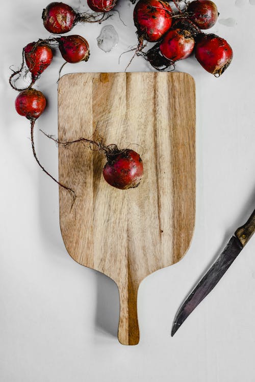 beets on a wooden cutting board