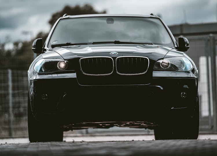 Front View Of A Black BMW 