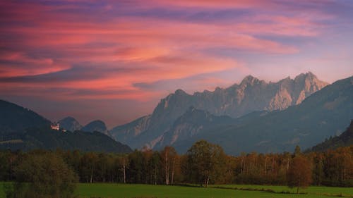 Grassland In Front of Mountain Ranges 