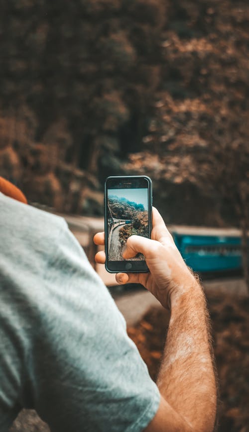 Free Person Holding an Iphone Stock Photo