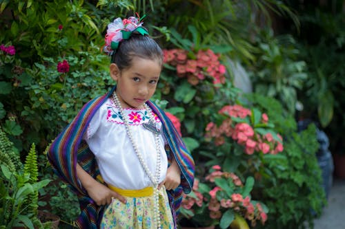 Photograph of a Cute Girl Wearing Traditional Clothes