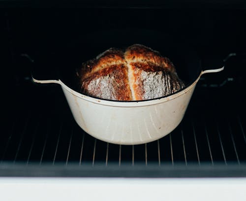 Cooking bread in form for cooking in oven