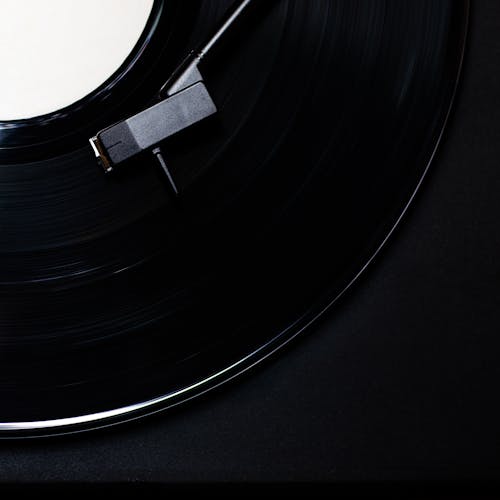Free Close Up Shot Of Black Vinyl Record Stock Photo