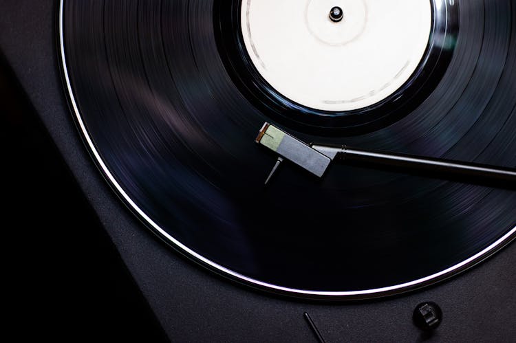  Black Vinyl Record On Black Surface