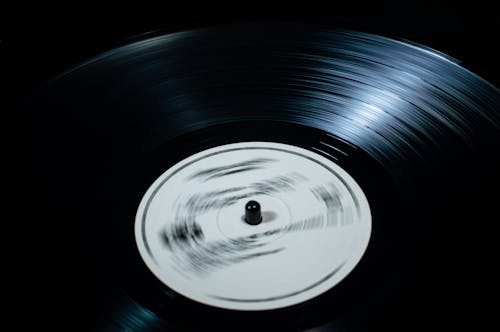 Playing Black Vinyl Record