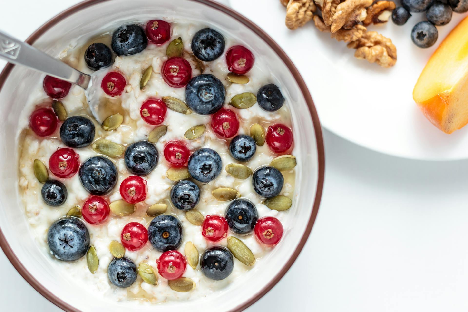 A Bowl with Yogurt and Fruits