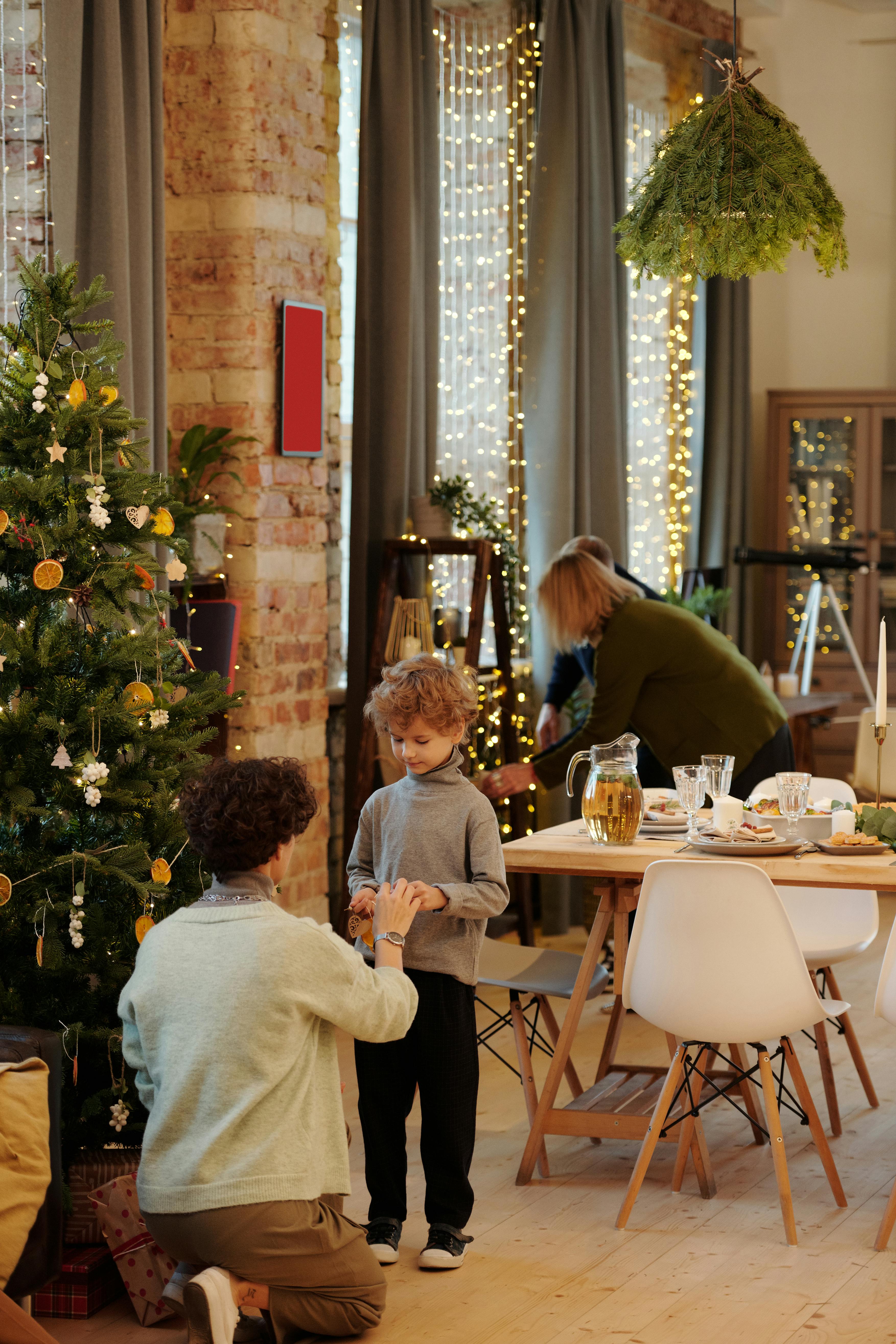 family preparing for christmas get together