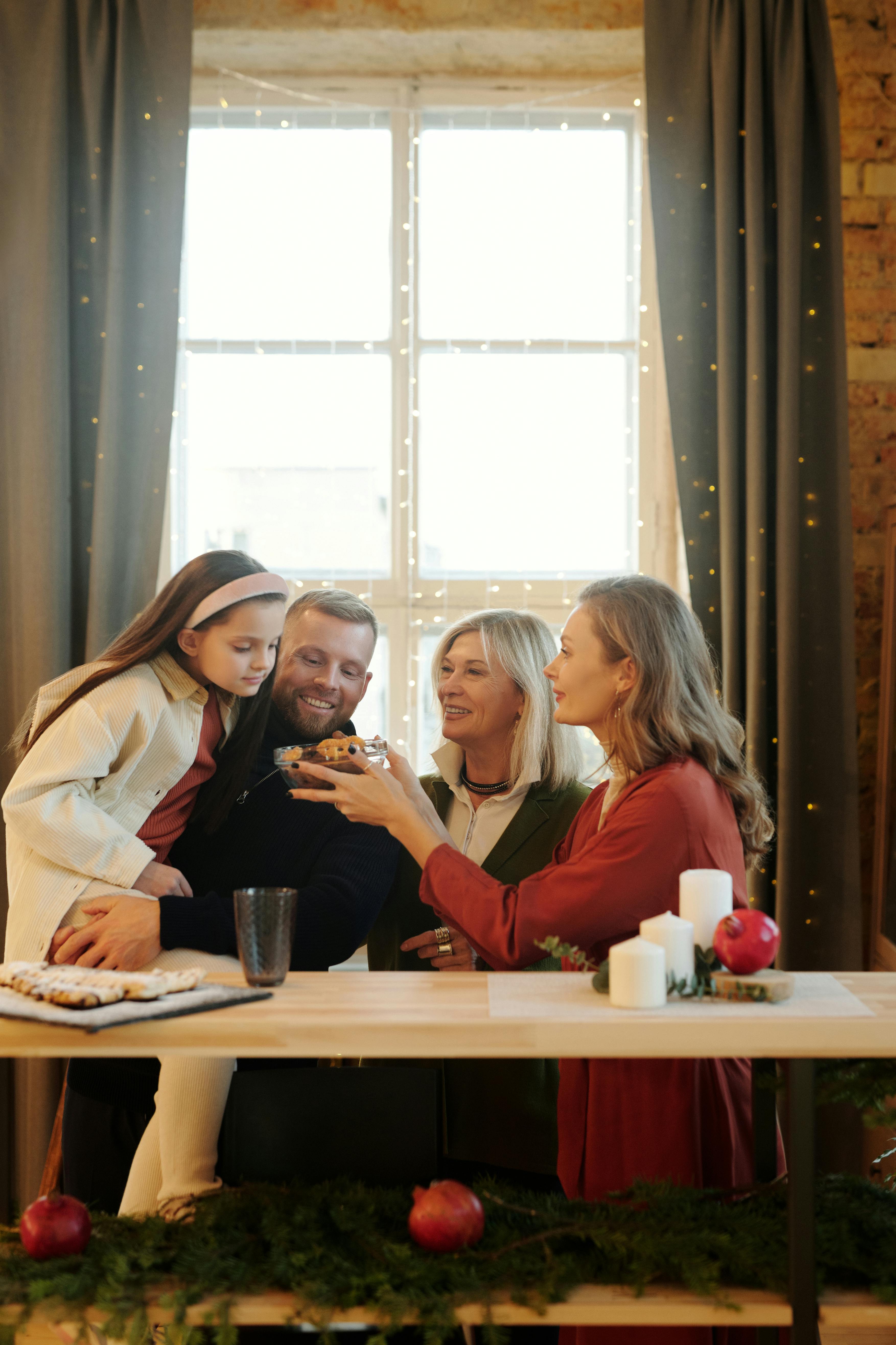 family sitting by the table