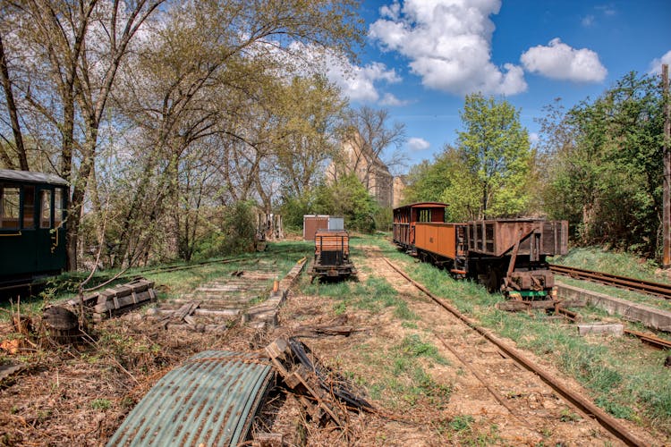 Old Narrow-gauge Railway Cars On An Abandoned Tracks