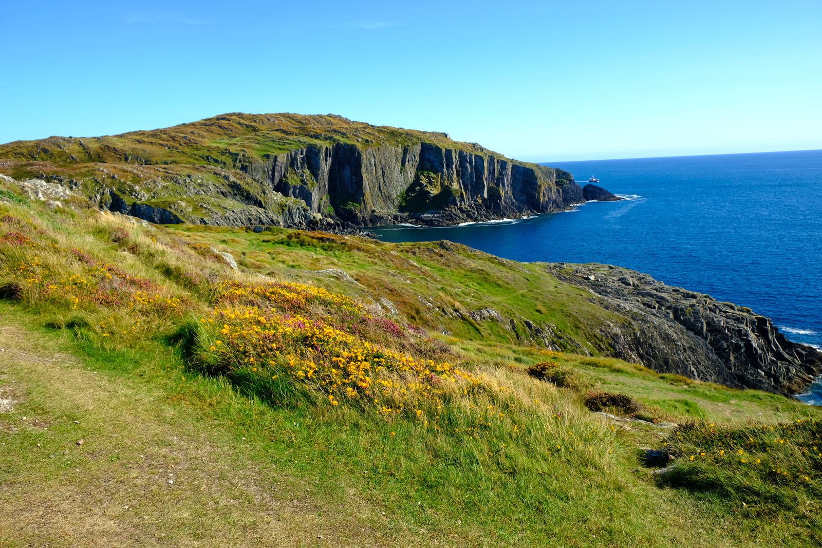 Coastal landscape of cliffs and ocean in Baltimore, Ireland