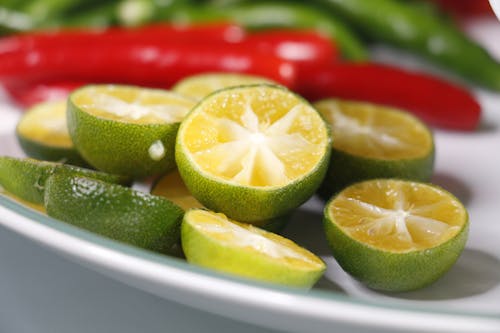 
A Close-Up Shot of Sliced Calamansi