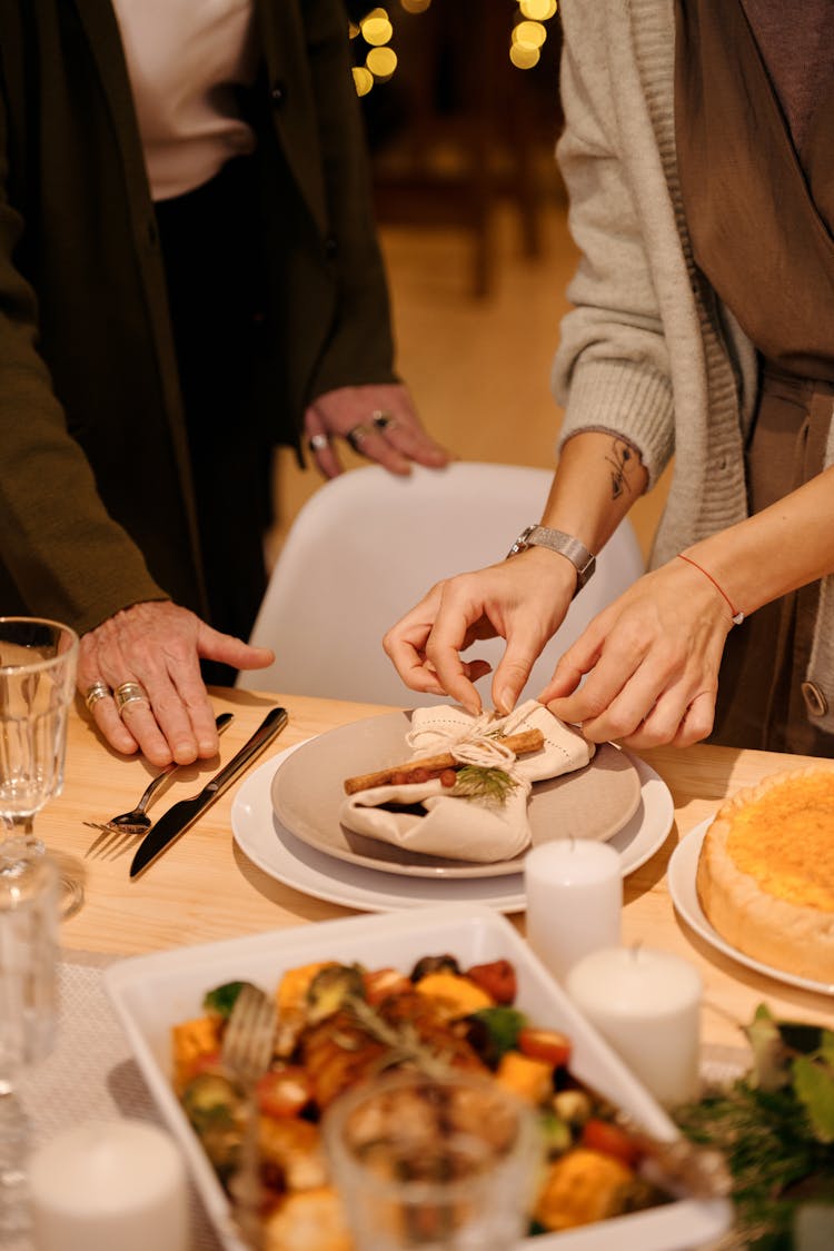 Person Preparing For Christmas Dinner