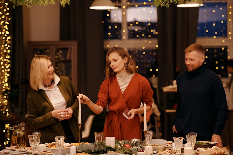 Family Preparing For Christmas Dinner