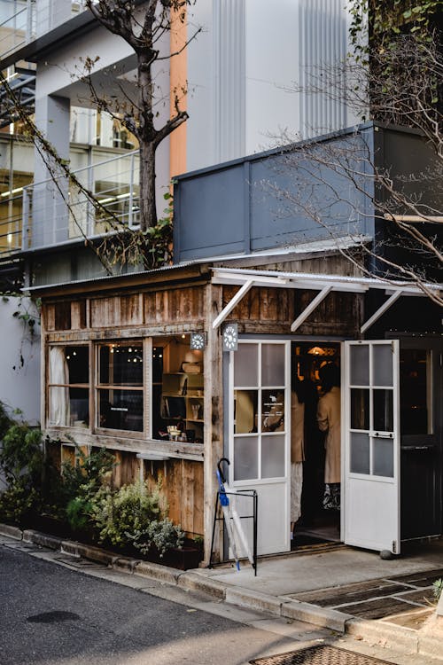 Wooden Annex of a Small Cafe in Tokyo