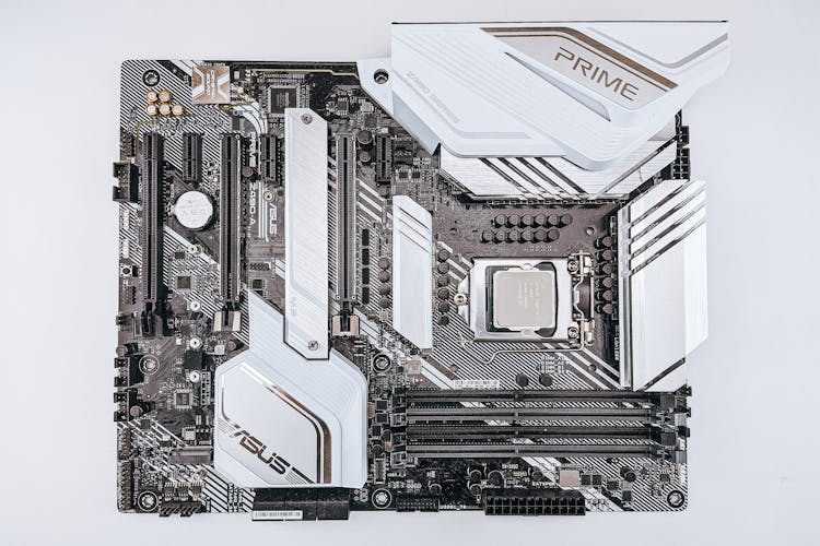 Computer Motherboard On A White Surface