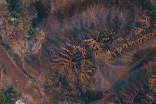 Rough rocky formations in mountainous valley