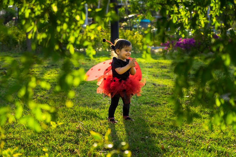 Happy Toddler Wearing Her Costume